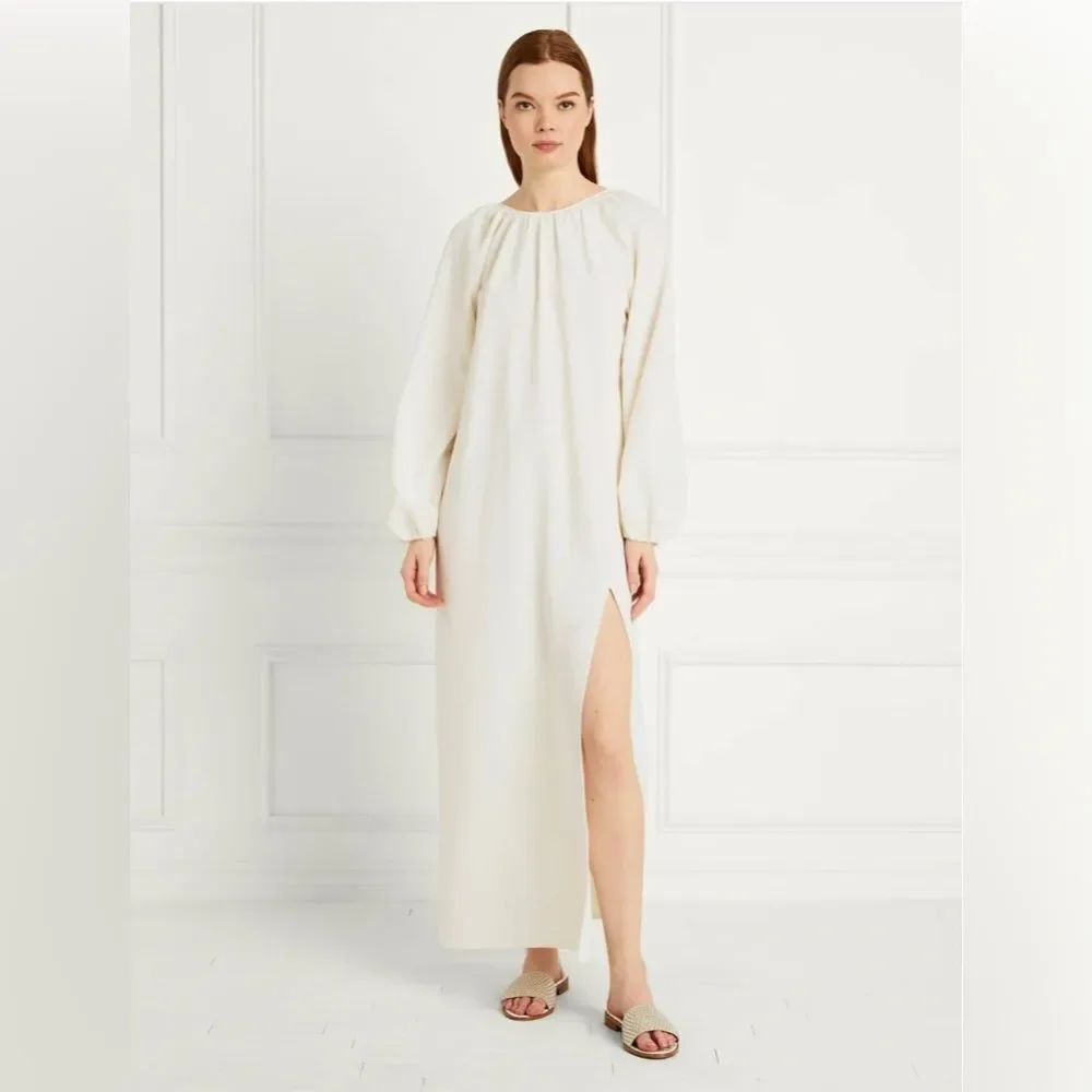 NWT Hill House Simone Maxi Dress Ivory Coconut Milk Open Back Slit XXL - Picture 6 of 15